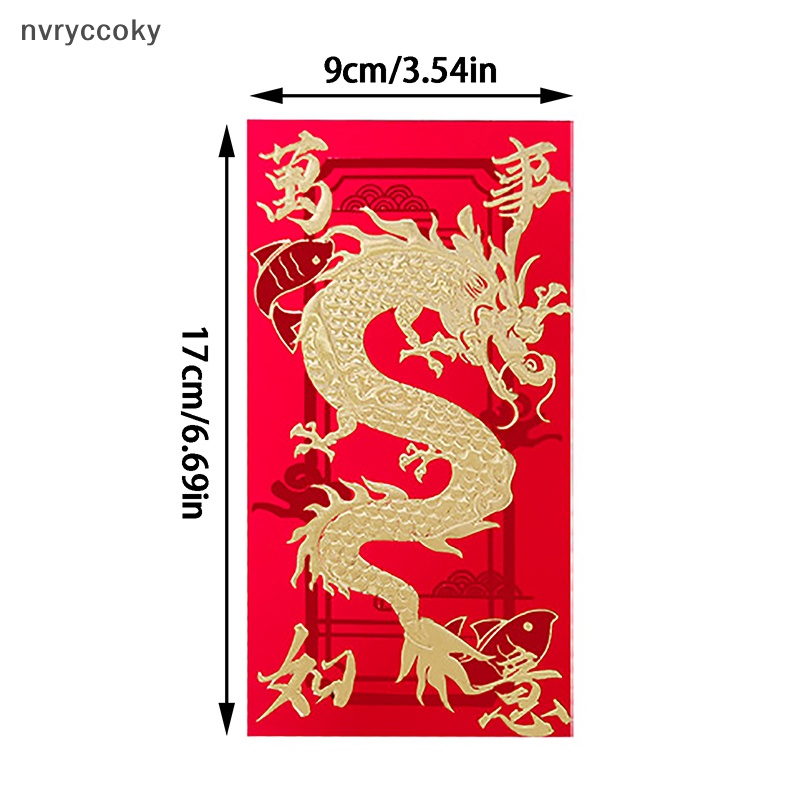 Set 6 Bao Lì Xì Hình Rồng Năm Mới 2024 Phong Cách Trung Hoa