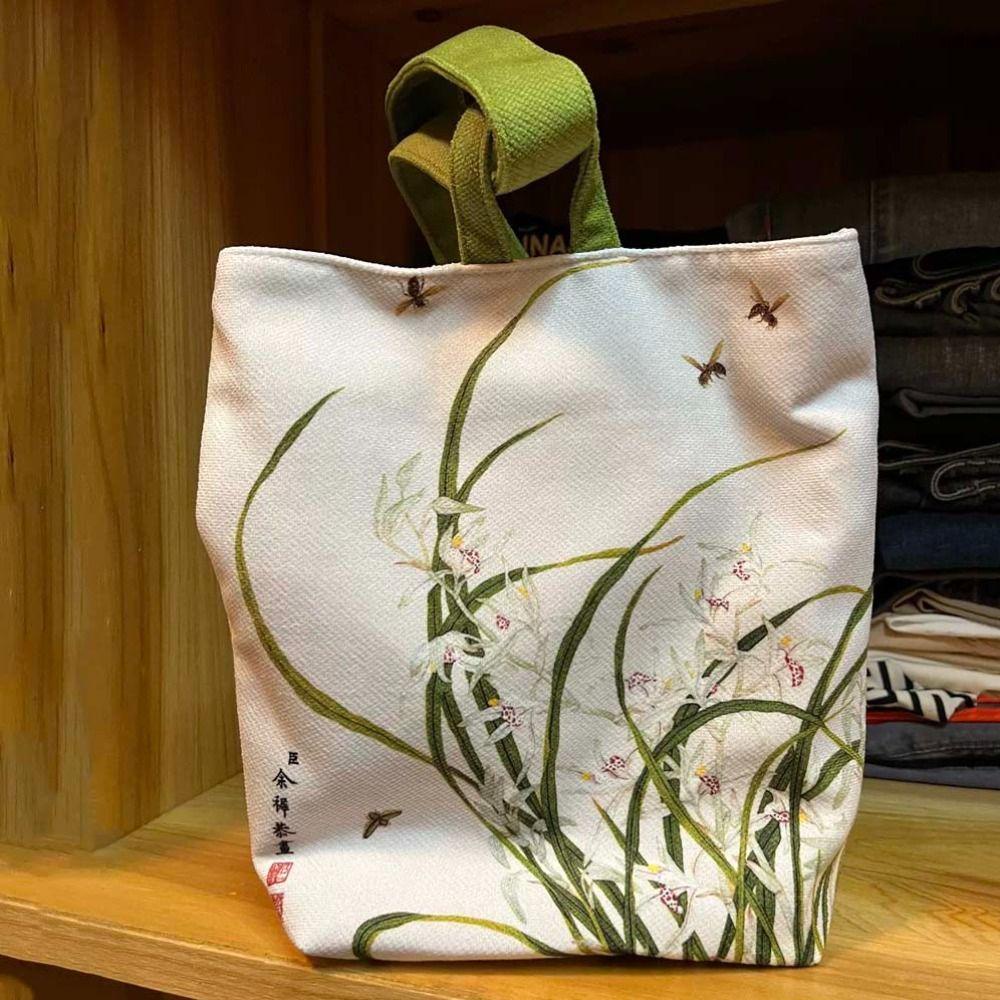 Lưng2 Túi Xách Vải canvas In Họa Tiết Hoa / Chim Phong Cách Trung Quốc
