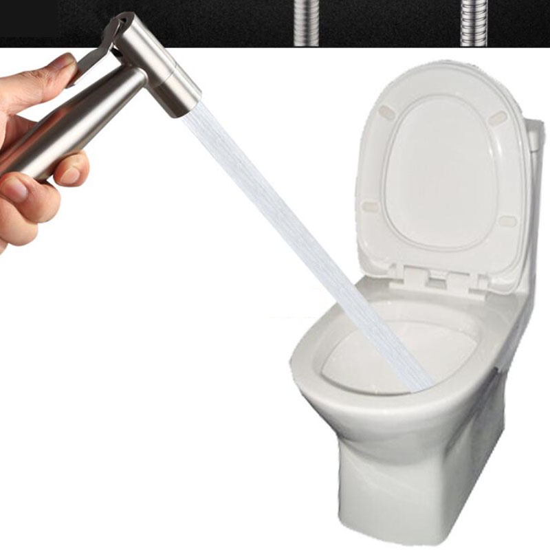 Vòi Xịt Nước toilet Cầm Tay Bằng Thép Không Gỉ Màu Bạc Tự Làm Sạch f1vn
