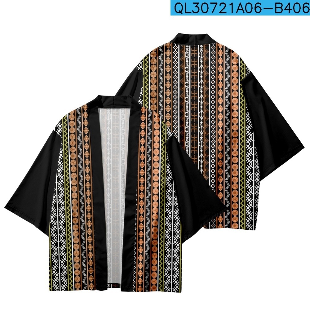 Plus Áo Khoác kimono Tay Lỡ 3 / 4 Phong Cách Nhật Bản Cho Nam Nữ