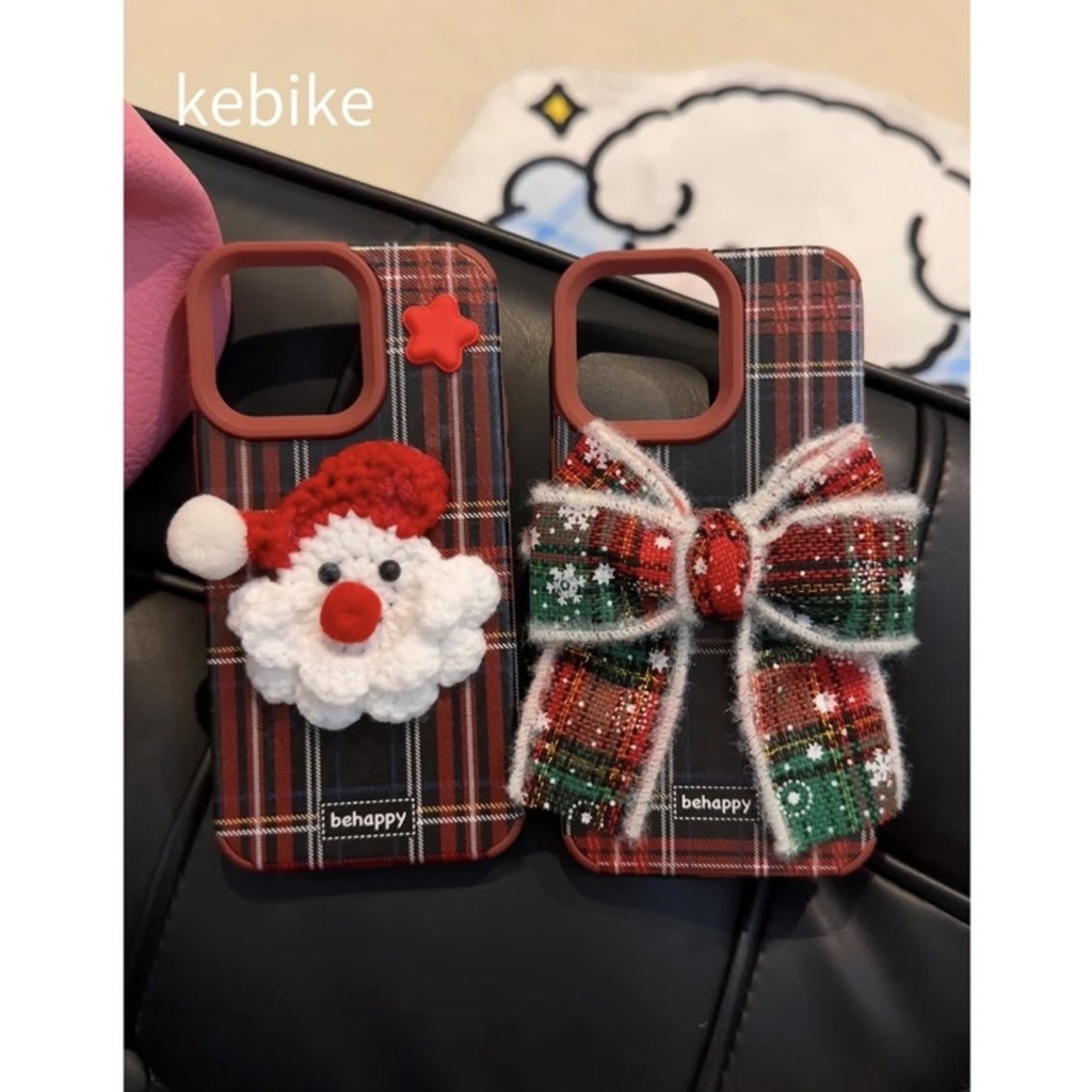 Ốp Bao Da Điện Thoại Mềm Đính Nơ Hình Ông Già Noel Cho iphone 15 14promax 13 12 11