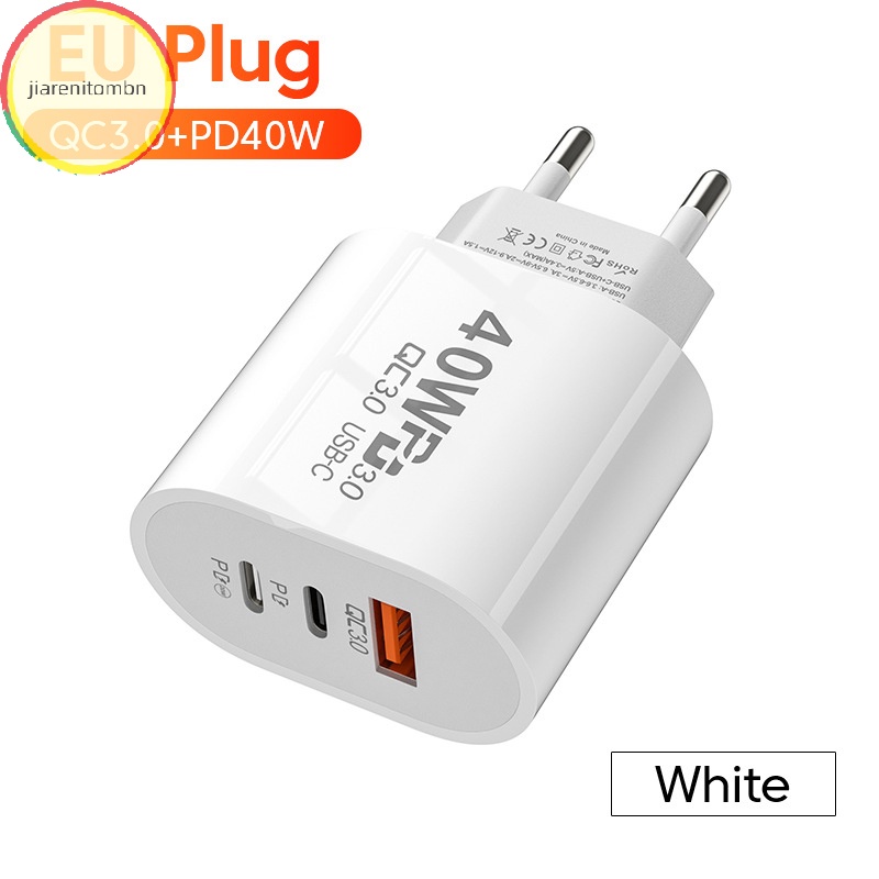 Jiarenitombn Đầu Sạc Nhanh usb c 3 Cổng type c 40w Cho samsung xiaomi iphone qc3.0 vn