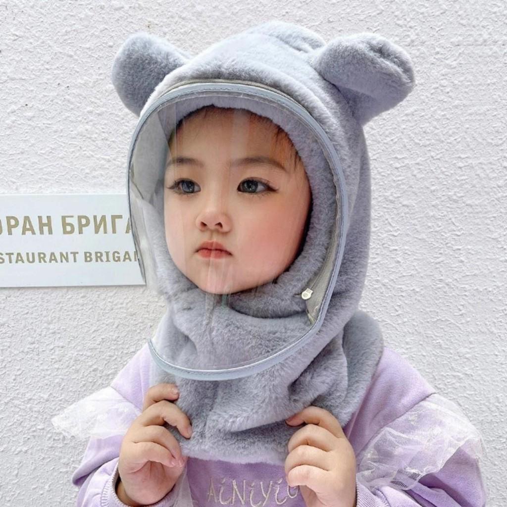 Mũ lông cừu trùm đầu. chống gió, che tai kèm kính 3 in 1 chống lạnh mùa đông cho bé