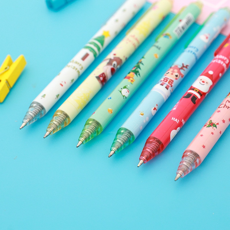 Giáng Sinh Báo Chí Bút Gel Sáng Tạo Hoạt Hình Sinh Viên Văn Phòng Phẩm Đen Báo Chí Bút Bi Chữ Ký Bút Đóng Hộp Sơn Nước Bút