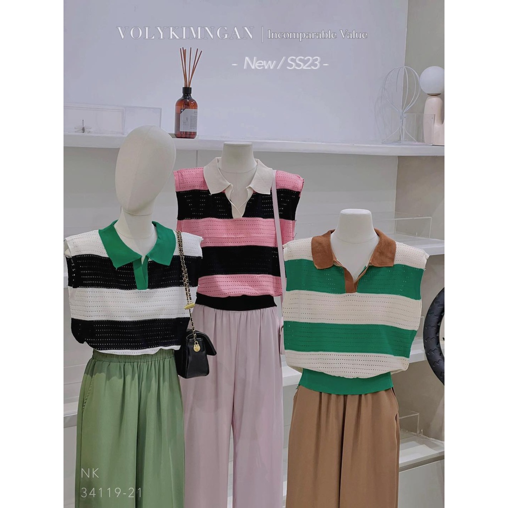 Set sn áo lỗ quần satin 3 màu