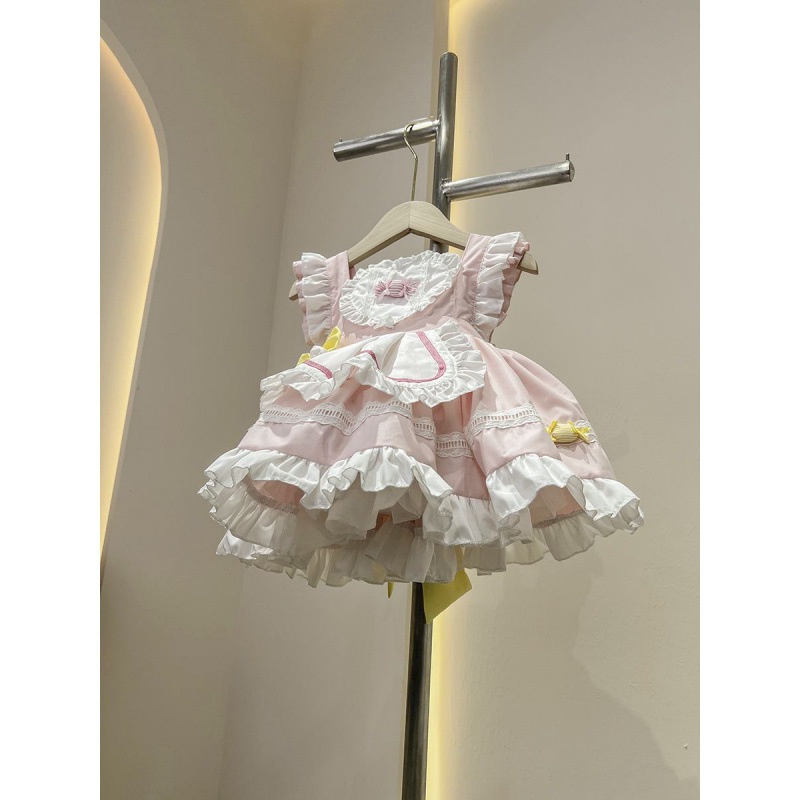 Đầm Công Chúa Màu Hồng Đính Nơ Phong Cách lolita Cho Bé Gái