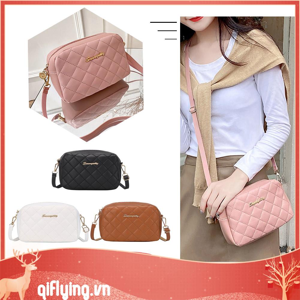 Túi Đeo Chéo Da pu Họa Tiết Kim Cương Cho Nữ