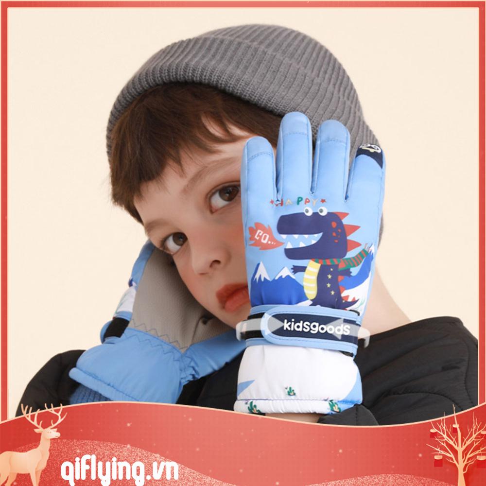 Găng Tay Lông Cừu San Hô Chống Thấm Nước Mùa Đông Dành Cho Trẻ Em