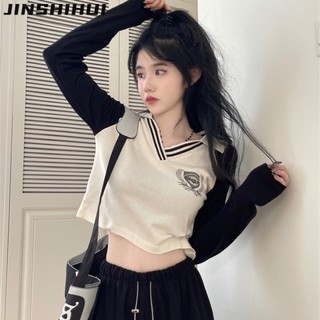 JINSHIHUI áo phông áo thun nữ croptop baby tee Cute Dễ thương Comfortable hàn quốc WTX23A0Q3S 45Z231110