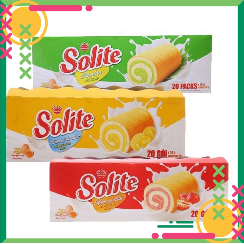 Bánh cuộn kem Solite vị lá dứa - dâu