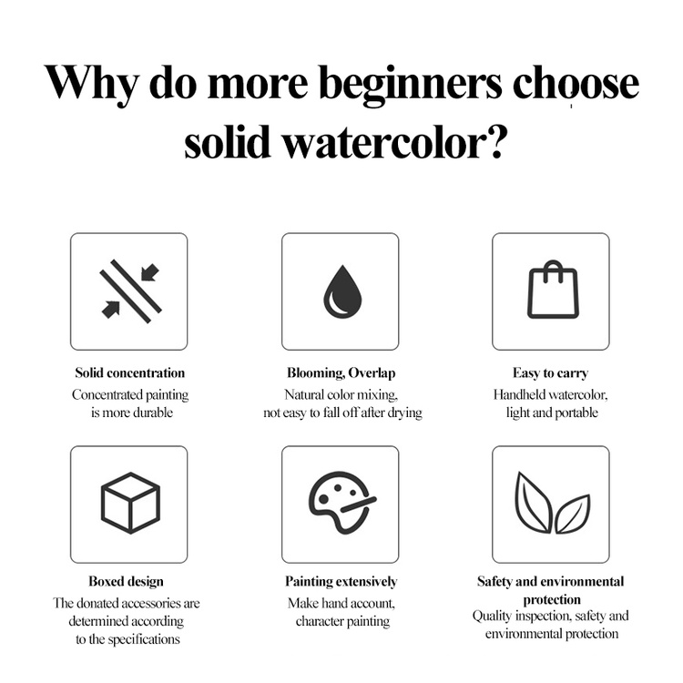 Angel mark Hộp Màu Nước 12 / 18 / 24 / 36 Màu Trơn Không Cọ Vẽ Tranh Kèm Hộp Kim Loại Nhỏ Gọn Chất Lượng Cao Dành Cho Họa Sĩ Giáo Viên