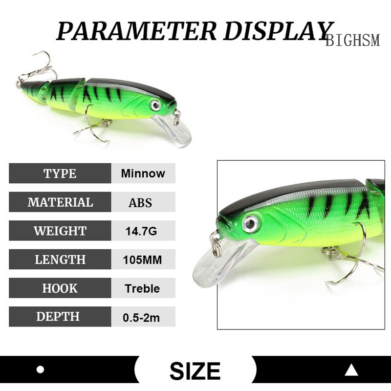 Bighsm Mồi Câu Cá Giả Bằng Nhựa Cứng Ba Phần Khác Nhau luya Batik Giống Mồi Dụ Cá skk