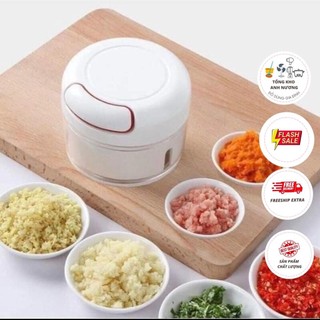 Dụng cụ xay tỏi ớt mini đa năng kéo tay, xay thực phẩm