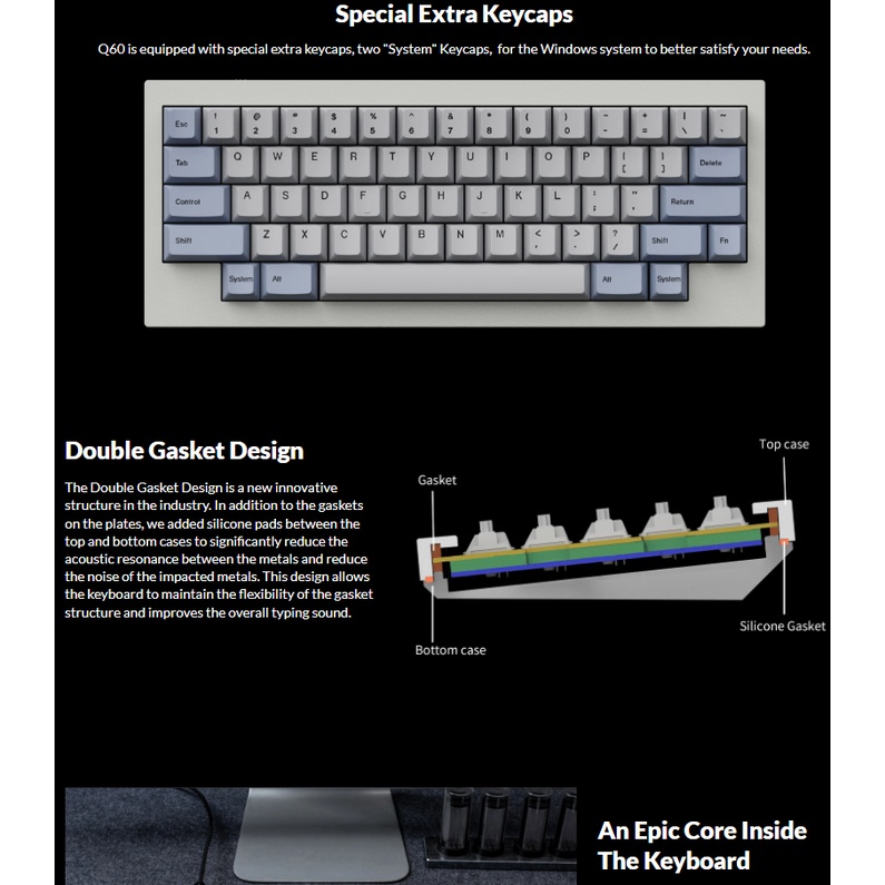 Bàn PhíM Cơ Có Dây Nhôm 60% RGB Q60