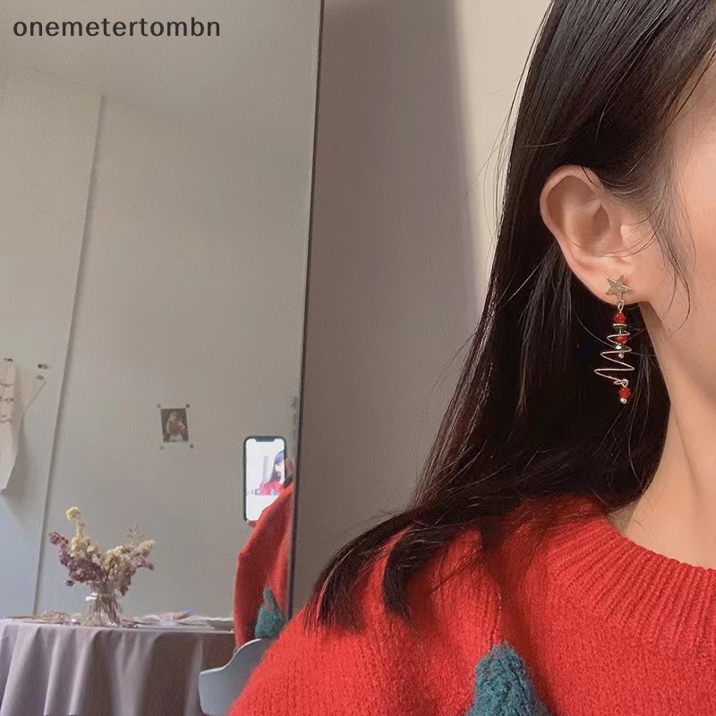 Bông Tai bn Dạng Thả Xỏ Hạt Nhiều Màu Sắc Hình Cây Thông Giáng Sinh Cho Nữ n