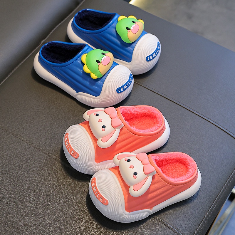 Dép Bông Đi Trong Nhà Chống Nước Giữ Ấm Mùa Đông Dành Cho Trẻ Em