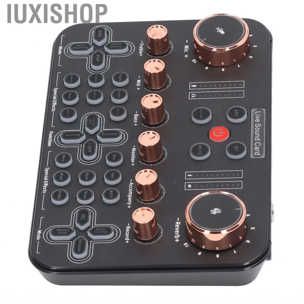 Iuxishop Live  Card Soundboard Audio Mixer 44.1KHZ Transmission Debugging Free Installation  Display with Breathing