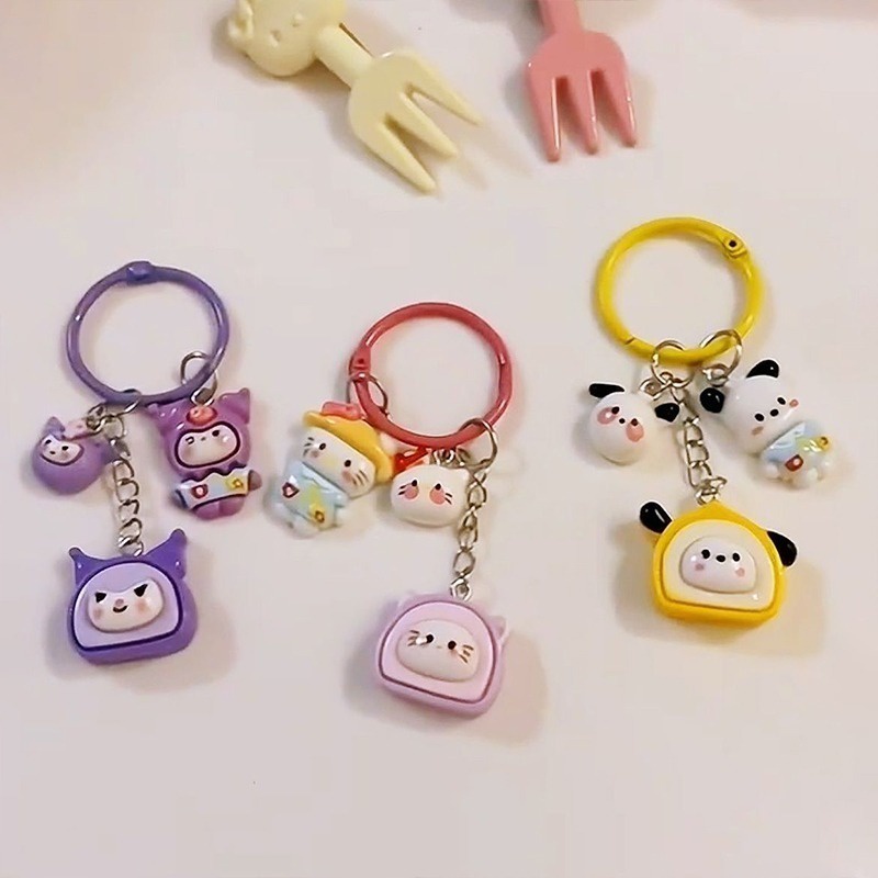 Kawaii sanrio Móc Khóa Hình Búp Bê anime kuromi melody cinnamoroll mini Dễ Thương Dùng Làm Quà Tặng Sinh Nhật Bé Gái