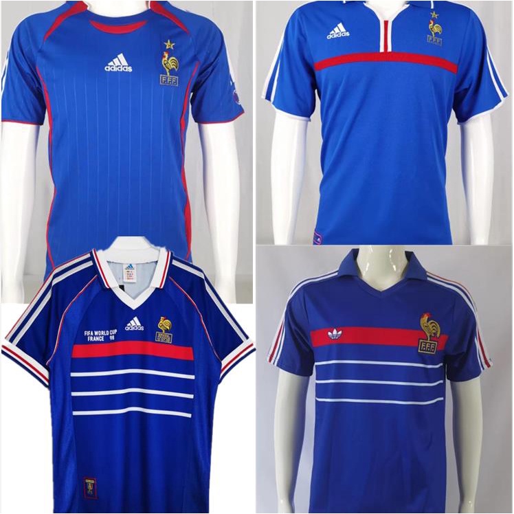 Retro Jersey Pháp 1982 82 / 84 1998 2000 2006 Sân nhà Jersey Pháp 1998 Jersey 1998 Jersey Zidane