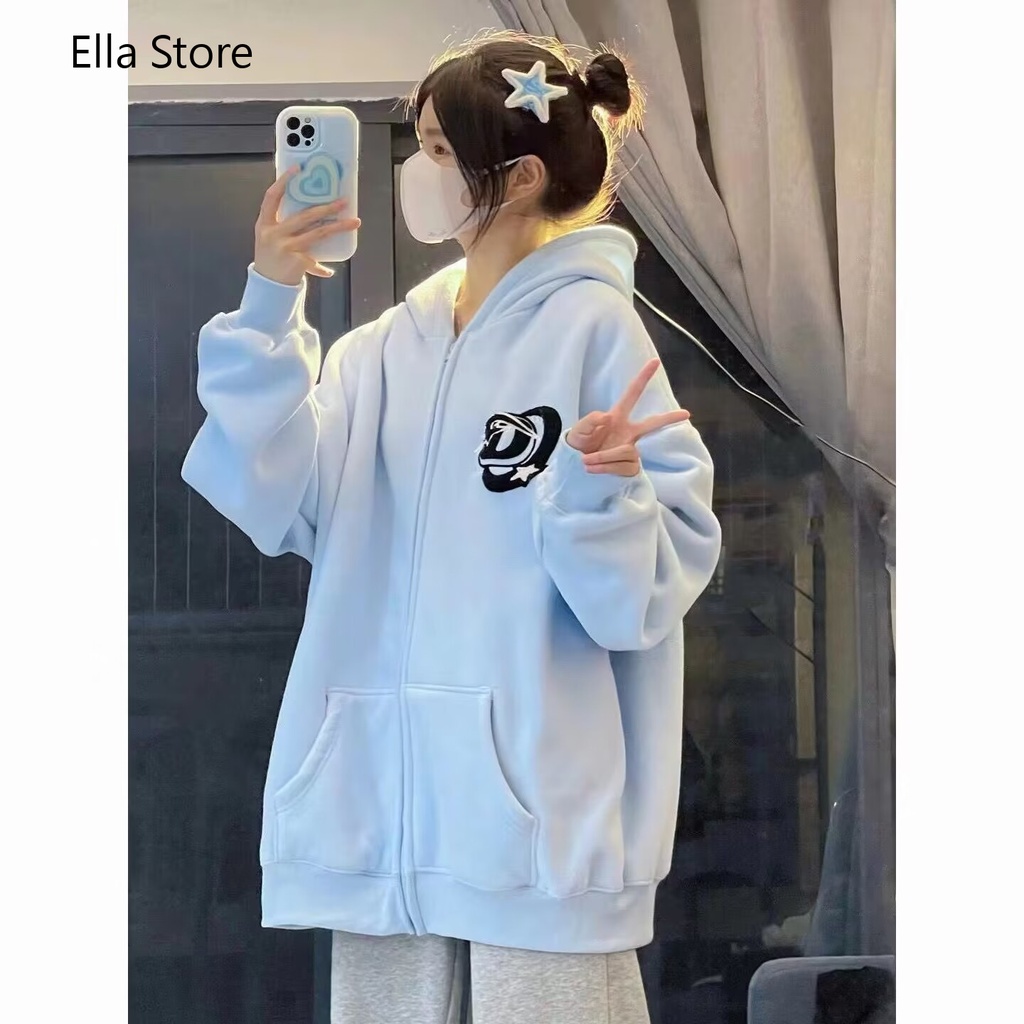 Ella Store Áo Khoác hoodie áo khoác nữ zip hoodie unique High-quality Korean Thời trang WJK2390PGW 46Z231117