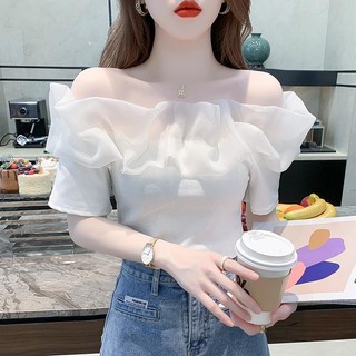 Áo chiffon Tay Ngắn Hở Vai Phong Cách Hàn Quốc Quyến Rũ Dành Cho Nữ