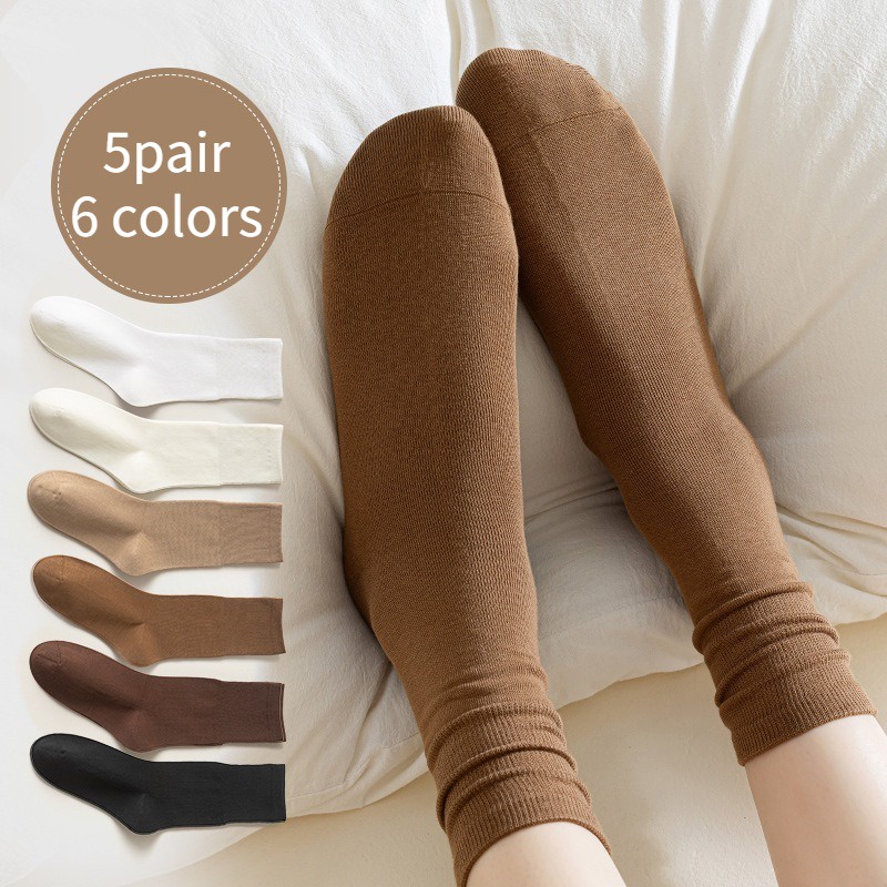 Set 5 Đôi Vớ cotton Thoải Mái Thời Trang Hàn Quốc Cho Nữ