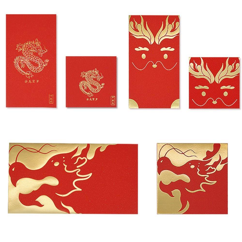 Mxmio Set 10 Bao Lì Xì Đỏ May Mắn Hình Vuông Họa Tiết Rồng Năm Mới 2024