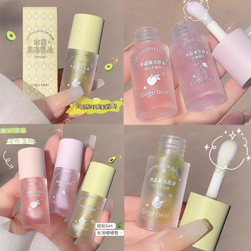 In Stock# Gege Bear Jelly Lip Gloss Lipstick Hydrating Moisturizing and Nourishing Lip Guard Fade Lip Lines Bottoming Lipstick Female Lip Gloss 12cc