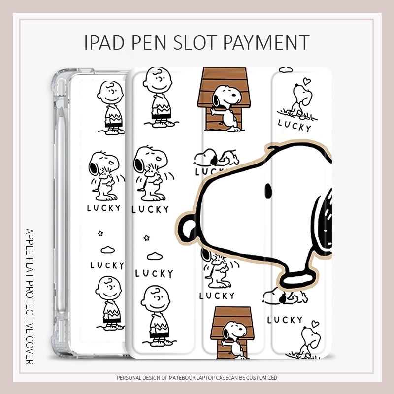 Bao Da Máy Tính Bảng Có Túi Khí Hình snoopy Cho ipad air 1 2 3 4 5 mini 4 5 6 ốp lưng ipad ốp ipad g
