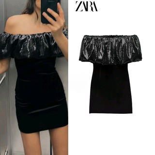 Za Đầm Nhung mini Đính Kim Sa Lấp Lánh Thời Trang Thu Đông 0387175