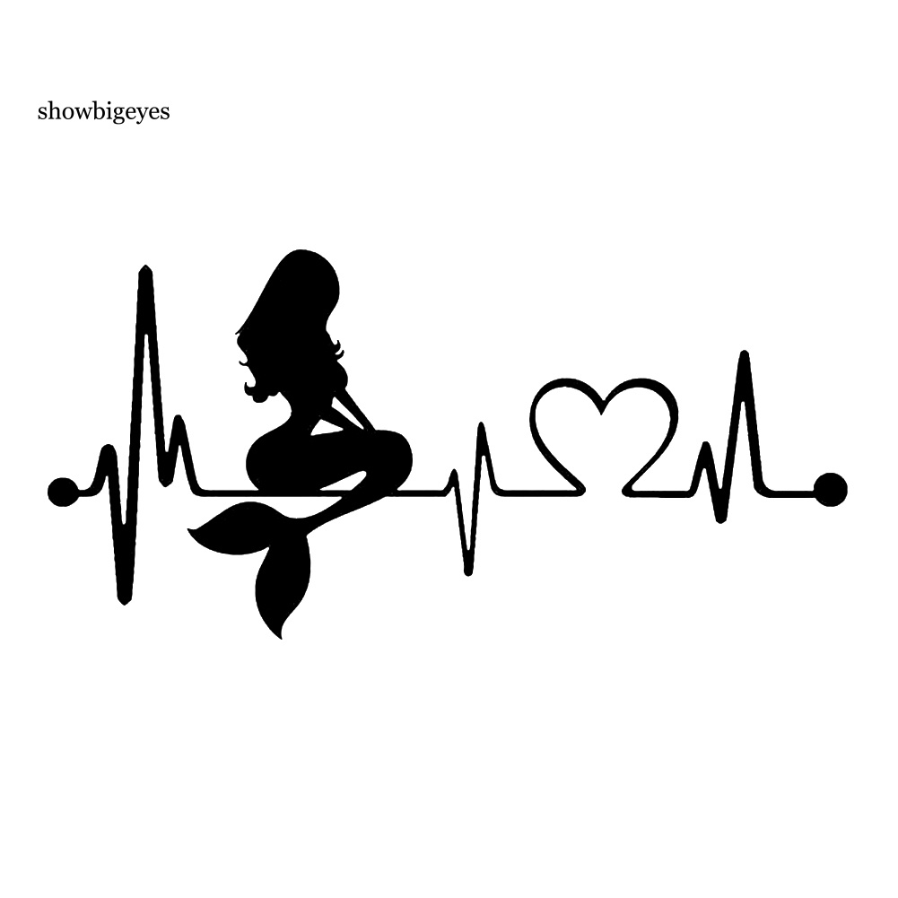 Sges Đề Can Dán Trang Trí Xe Hơi Chống Thấm Nước Hình Nhịp Tim Nàng Tiên Cá Nghệ Thuật