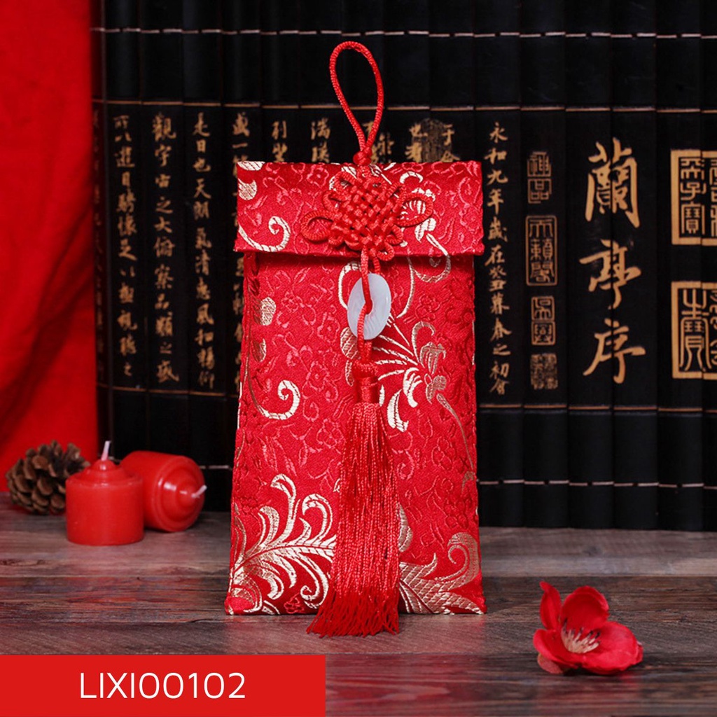 Bao lì xì vải gấm cao cấp cho ngày tết, chúc mừng đám cưới nạp tài lộc may mắn nhiều mẫu lựa chọn