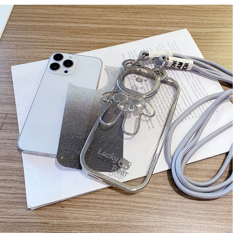 Bao Da Điện Thoại Nắp Gập Hình Gấu Có Dây Đeo Cho iphone 15 15plus 14 pro max 13 12 11 xr Ốp