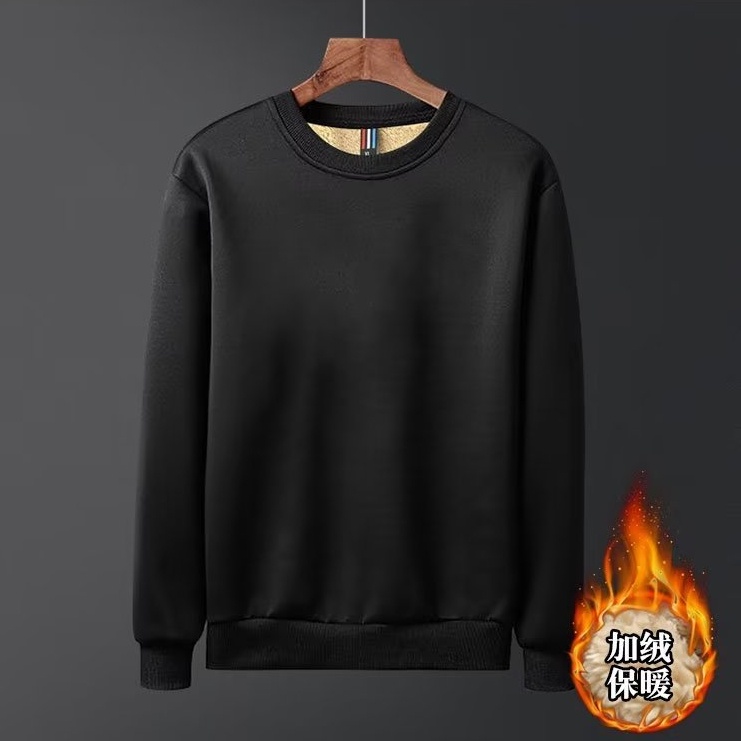 M-5XL Áo Giữ Nhiệt Nam Áo giữ nhiệt nỉ nam Áo Thun Tay Dài Màu Đen Lót Lông Dày Dặn Giữ Ấm Cơ Bản Cho Nam