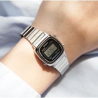 Đồng hồ nữ Casio chống nước dành cho nữ Retro Vintage Mặt số Mini bằng thép không gỉ thạch anh kỹ thuật số LA670 LA-670 670WA Thương hiệu mới