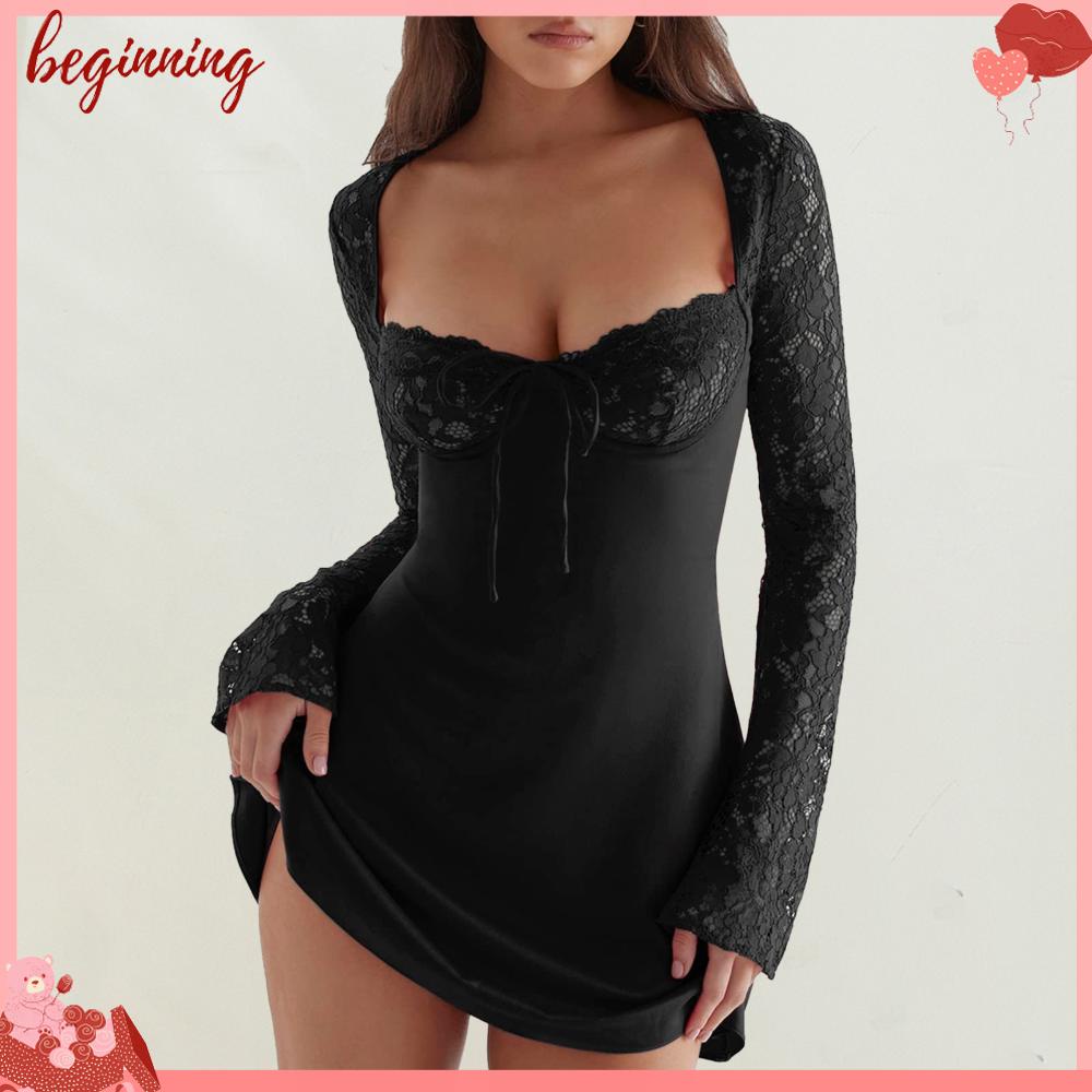 ✿ Phụ Kiện Bắt Đầu Chất Lượng Cao ✿ Đầm Tay Dài Dáng Chữ a Màu Sắc Thời Trang Quyến Rũ Cho Nữ