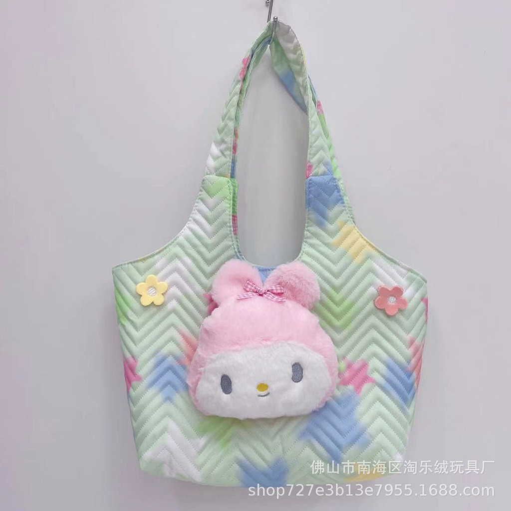 Sanrio kuromi mymelody Túi Xách Đeo Vai Phủ Lông Họa Tiết Hoạt Hình Dễ Thương Cỡ Lớn Thời Trang Cho Nữ