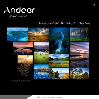Andoer 58mm UV+CPL+Close-Up+4 +Star 8-Point Filter Circular Filter Kit Circular Polarizer Filter Macro Close-Up Star 8-Point Filter with Bag for  Canon Pentax  DSLR Camera