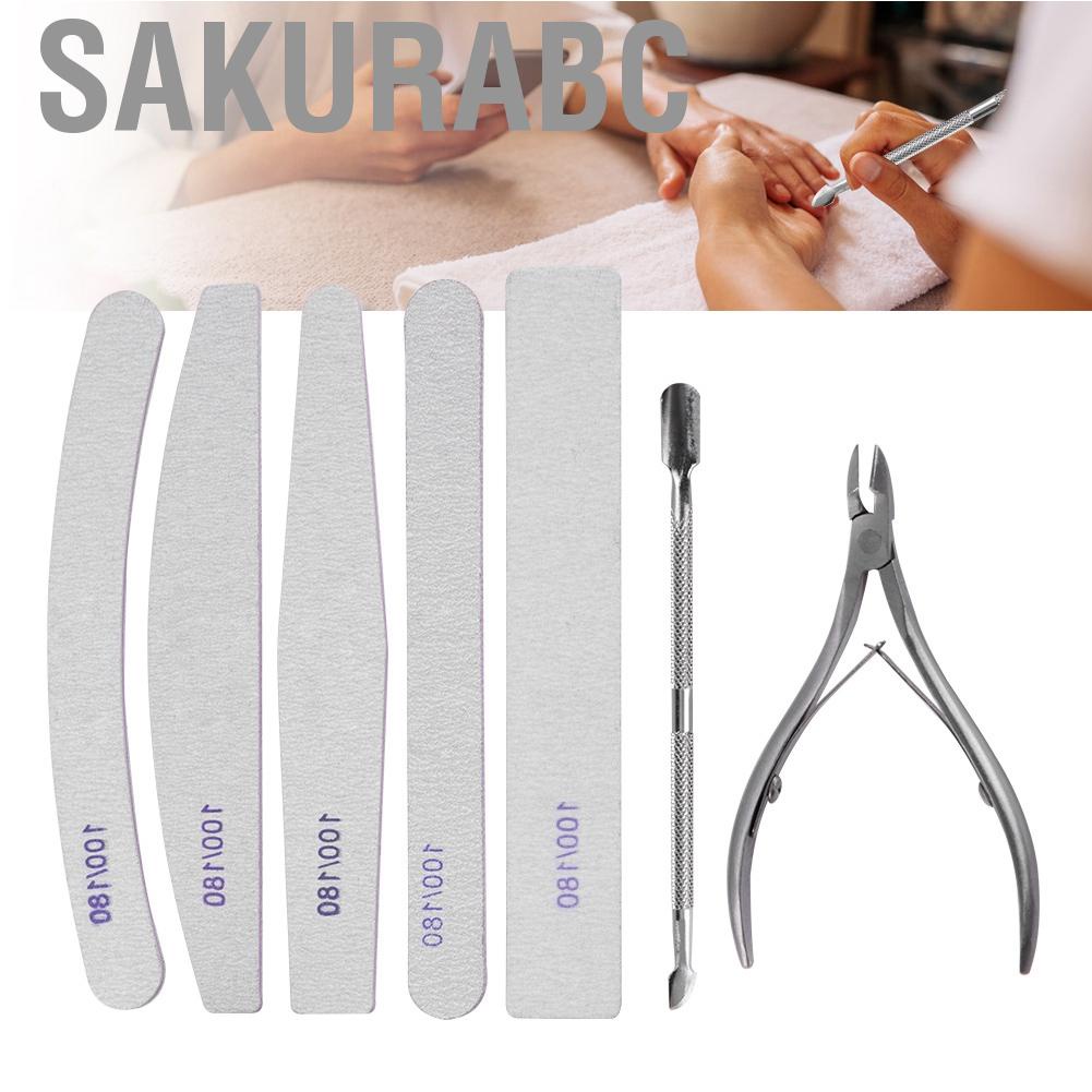 Sakurabc 8pcs Professional Nail Art Manicure Pedicure Tool Set Sanding