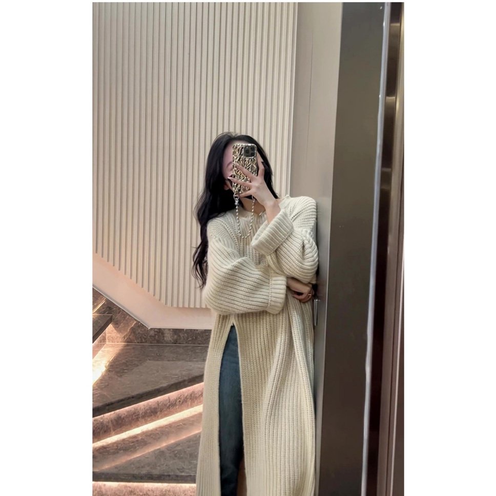 Áo sweater Chui Đầu Dáng Rộng Xẻ Tà Bên Hông Phong Cách Hàn Quốc Thời Trang Mới Cho Nữ