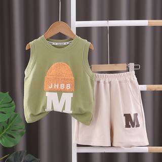 Set Đồ Thể Thao 2 Món Gồm Áo Thun Tay Cộc In Chữ + Quần Ngắn Dáng Rộng Thời Trang Mùa Hè Cho Bé Trai