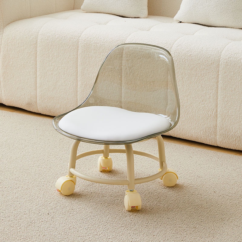 Ghế Ngồi Nhỏ Chất Liệu acrylic Có Bánh Xe Không Ồn xoay 360 độ, Ghế đẩu nhỏ cao cấp tựa lưng trong suốt Cho Trẻ Em | BigBuy360 - bigbuy360.vn
