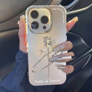 ốp iphone 11/12/13/14/15 Pro Max hoa hồng bạc thẩm mỹ silicone chống sốc Case For ốp lưng iphone 11,12,13,14,15,11PM,12PM,13PM,14PM,15PM