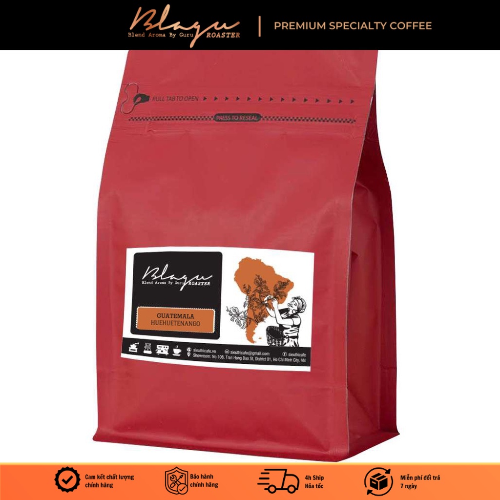 Cà phê Blagu hạt đã rang, Guatemala Huehuetenango | 100% Arabica - Caturra, Bourbon | Medium 250g