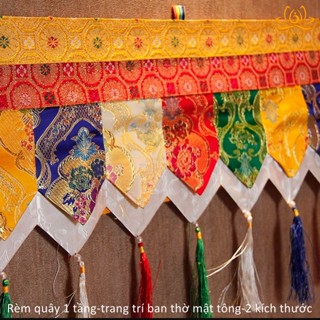 Rèm quây trang trí ban thờ mật tông chất liệu vải gấm thêu Tây Tạng kiểu 1