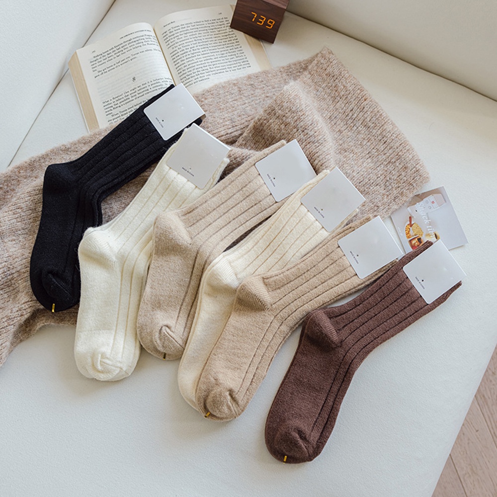 Đôi Tất Chân Len Dày Màu Trơn Thời Trang vintage