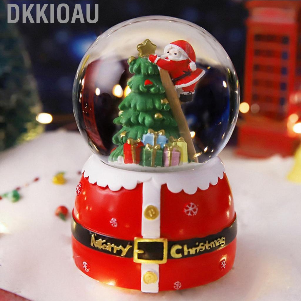 Dkkioau Luminous Christmas Music Box Crystal Ball Cartoon Santa Musical Snow Globe Decoration Ornament Home Decor