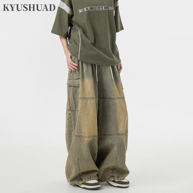 Quần Jean Dài Ống Rộng Phong Cách retro Đường Phố Nhật Bản Cho Nam