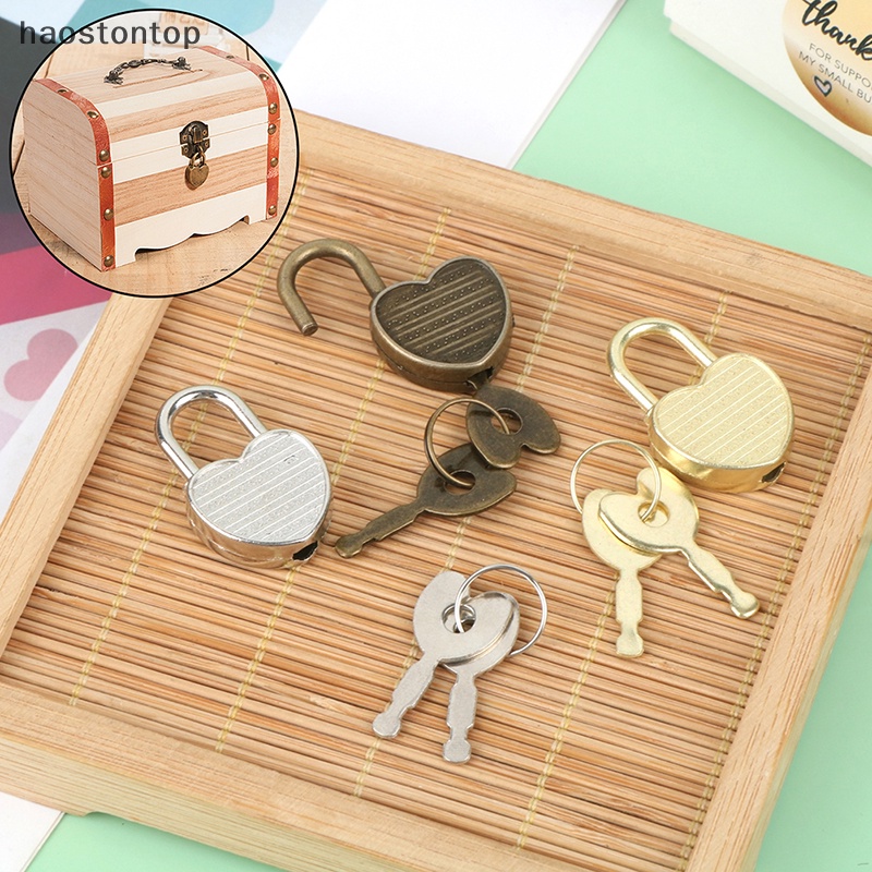 Haostontop 1 Set Ổ Khóa Hành Lý Cứng Hình Trái Tim Kèm Chìa Khóa Dùng Cho Nhật Ký Sách Trang Sức vn