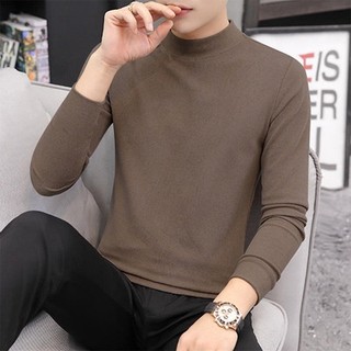 Áo Thun Tay Dài Cổ Lọ Lót Nhung Giữ Ấm Thời Trang Thu Đông Cho Nam